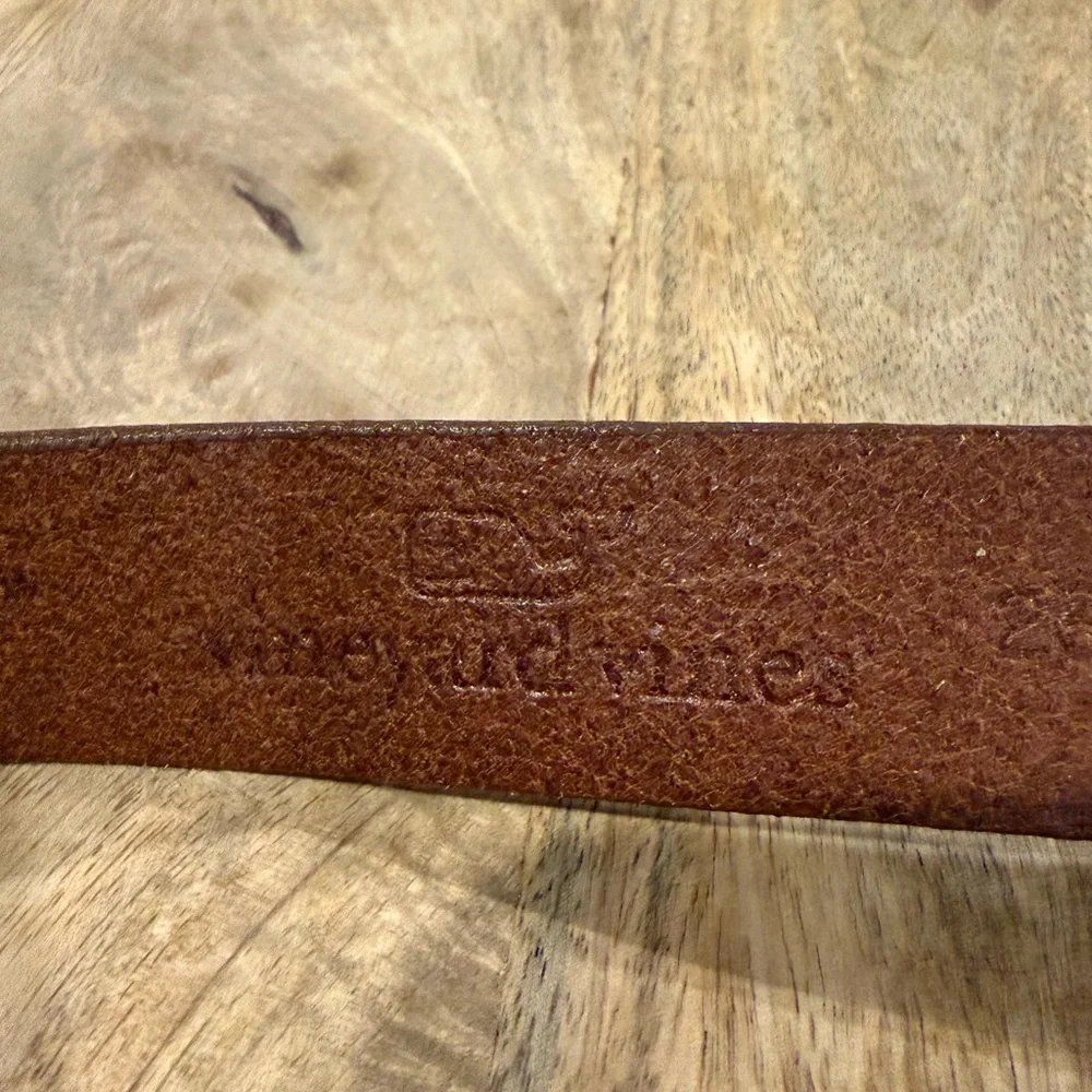 Vineyard Vines Brown Leather Belt with Anchor Buckle